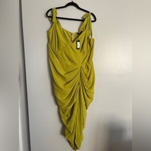 Olive underwire detail ,draped midi dress